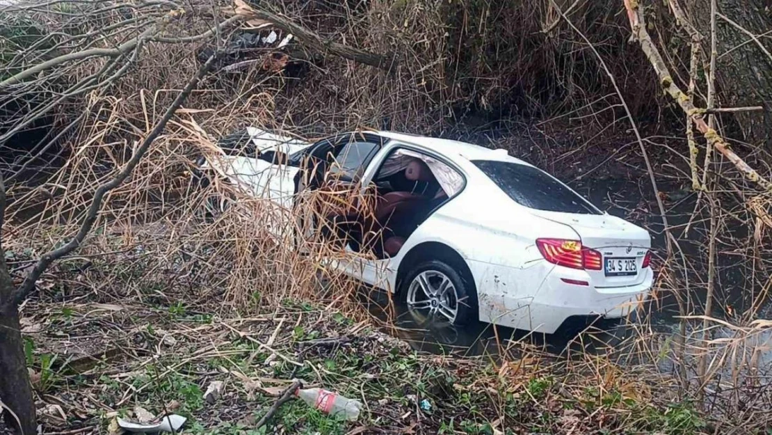 Lüks otomobil sulama kanalına uçtu: 3 yaralı