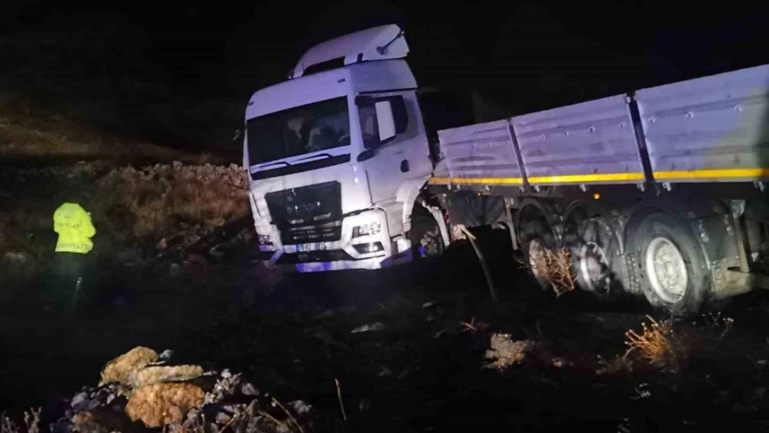 Malatya'da yoldan çıkan tır şarampole düştü: 1 yaralı