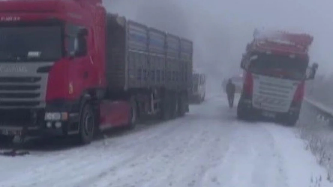 Nurhak'ta kar yağışı etkili oldu, araçlar yolda kaldı