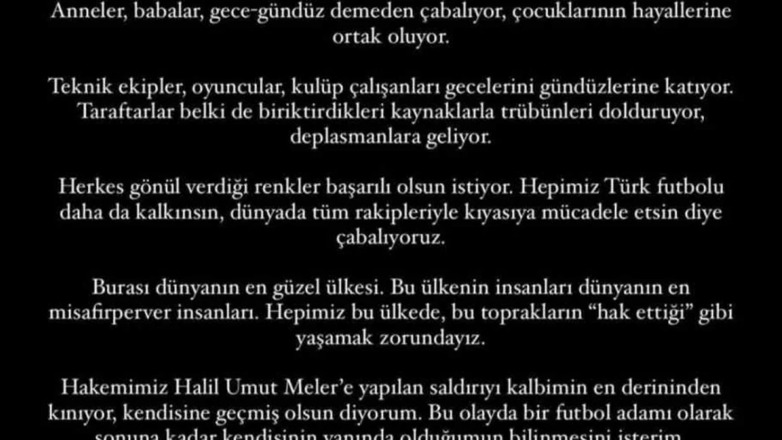 Nuri Şahin, Halil Umut Meler'e yapılan saldırıyla ilgili kınama mesajı paylaştı