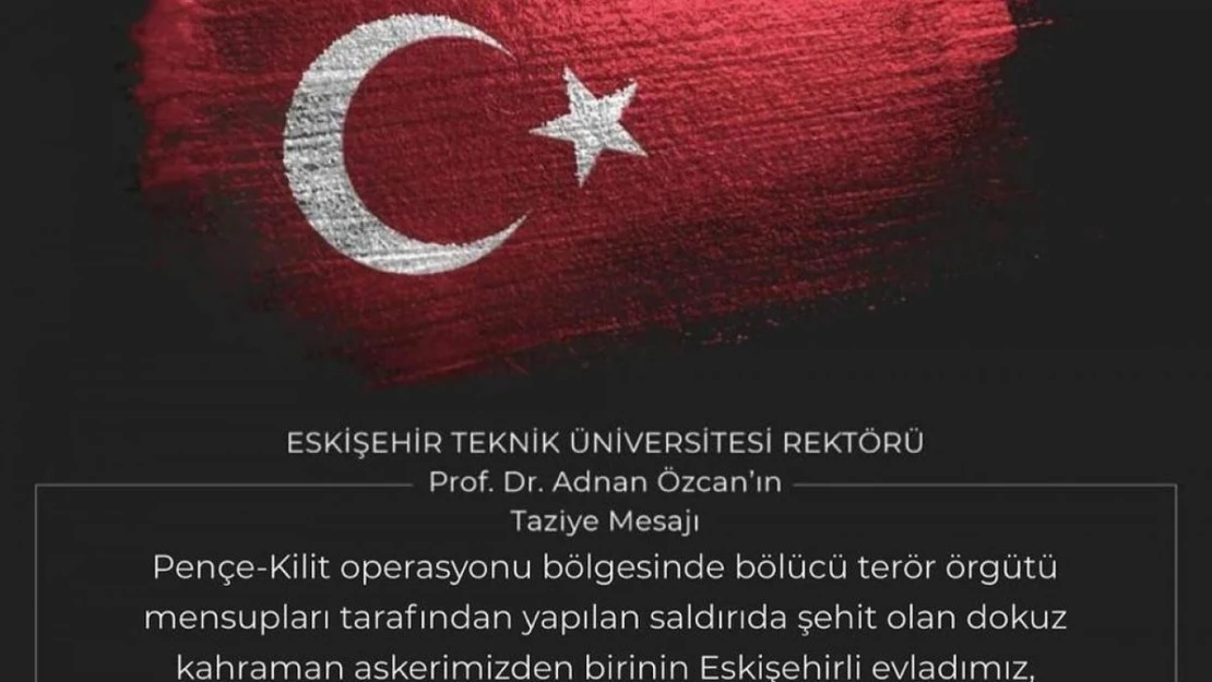 Rektör Özcan'dan taziye mesajı