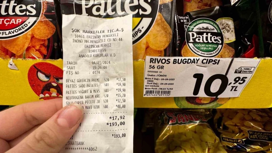 ŞOK marketin rafında cips 10,95, kasada 19,90 TL