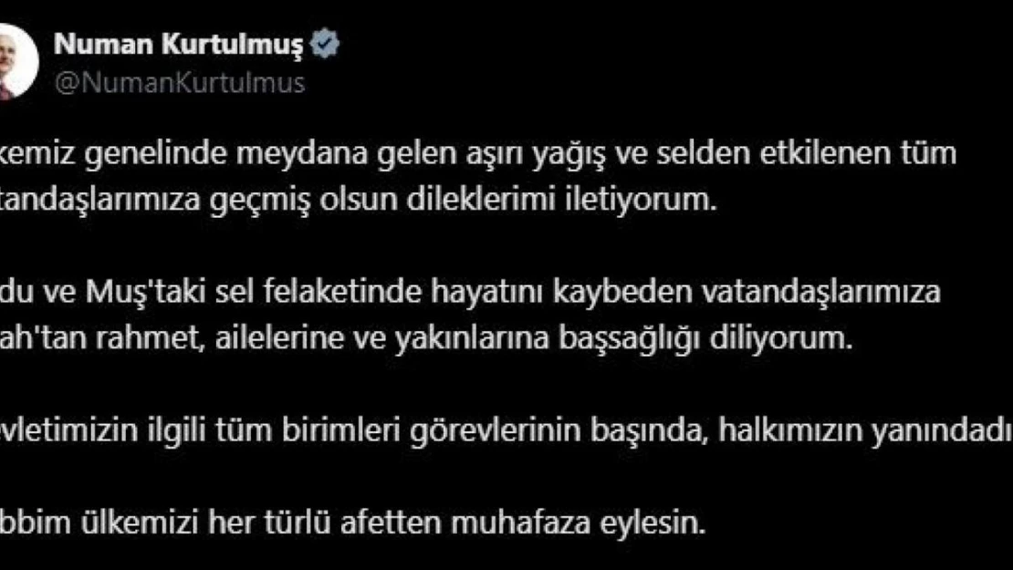 TBMM Başkanı Kurtulmuş: 'Devletimizin ilgili tüm birimleri görevlerinin başında, halkımızın yanındadır'