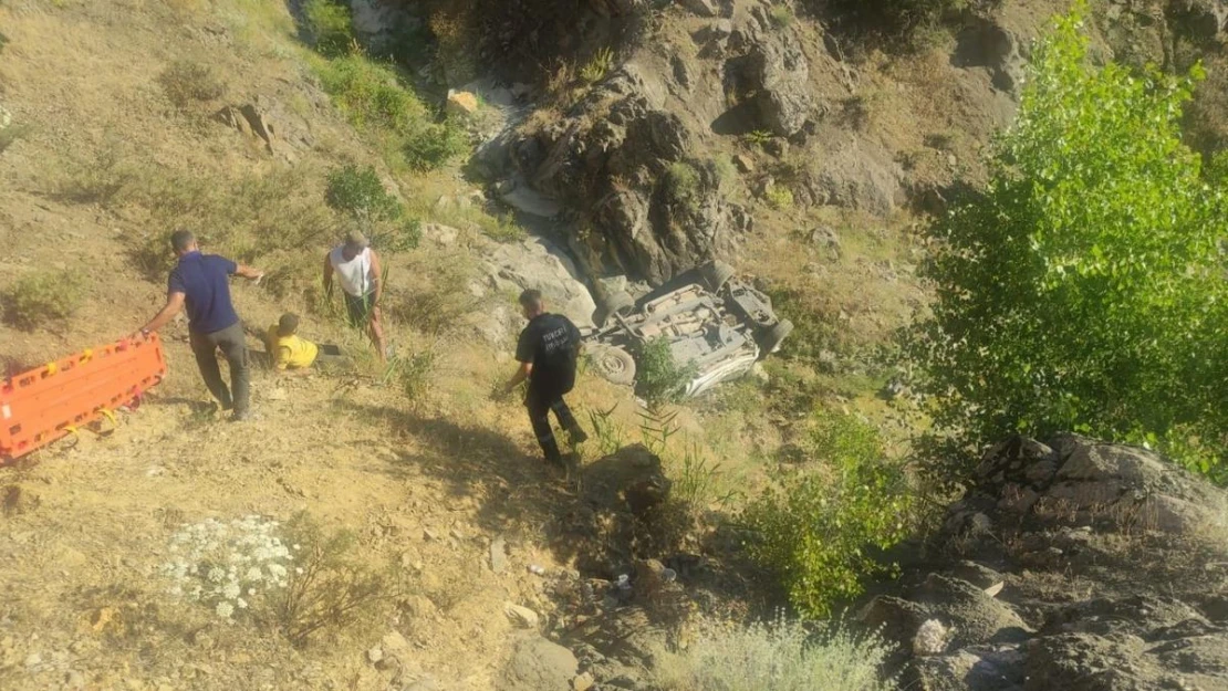 Tunceli'de araç şarampole devrildi