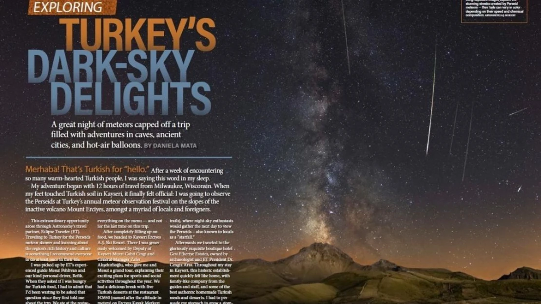 Türkiye'nin incisi Erciyes, Astronomiy Magazine'de boy gösterdi