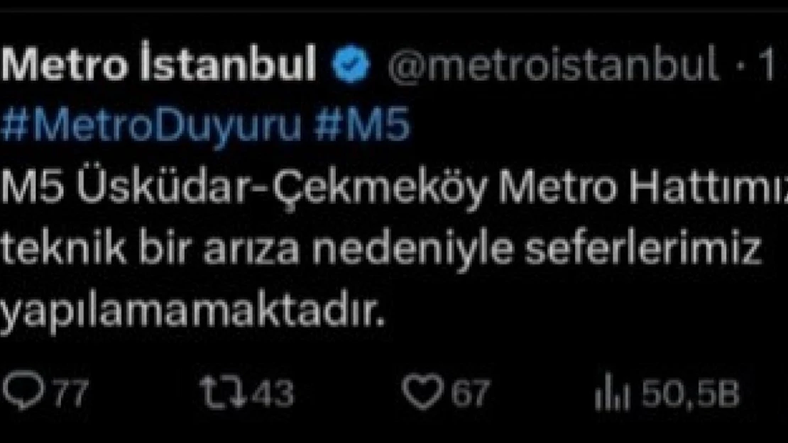 Üsküdar - Çekmeköy metro hattında arıza nedeniyle seferlerler aksadı