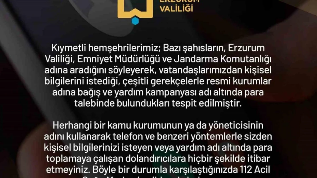 Valilikten vatandaşlara dolandırıcı uyarısı