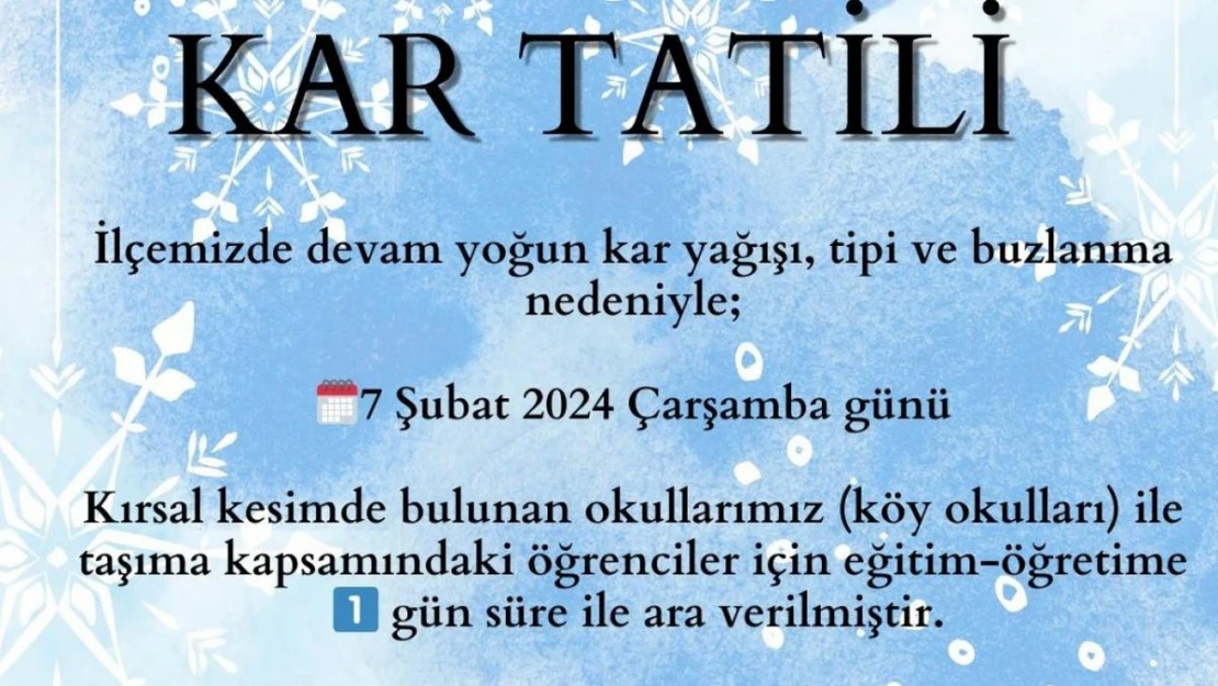 Van'da 4 ilçede taşımalı eğitime 1 gün ara