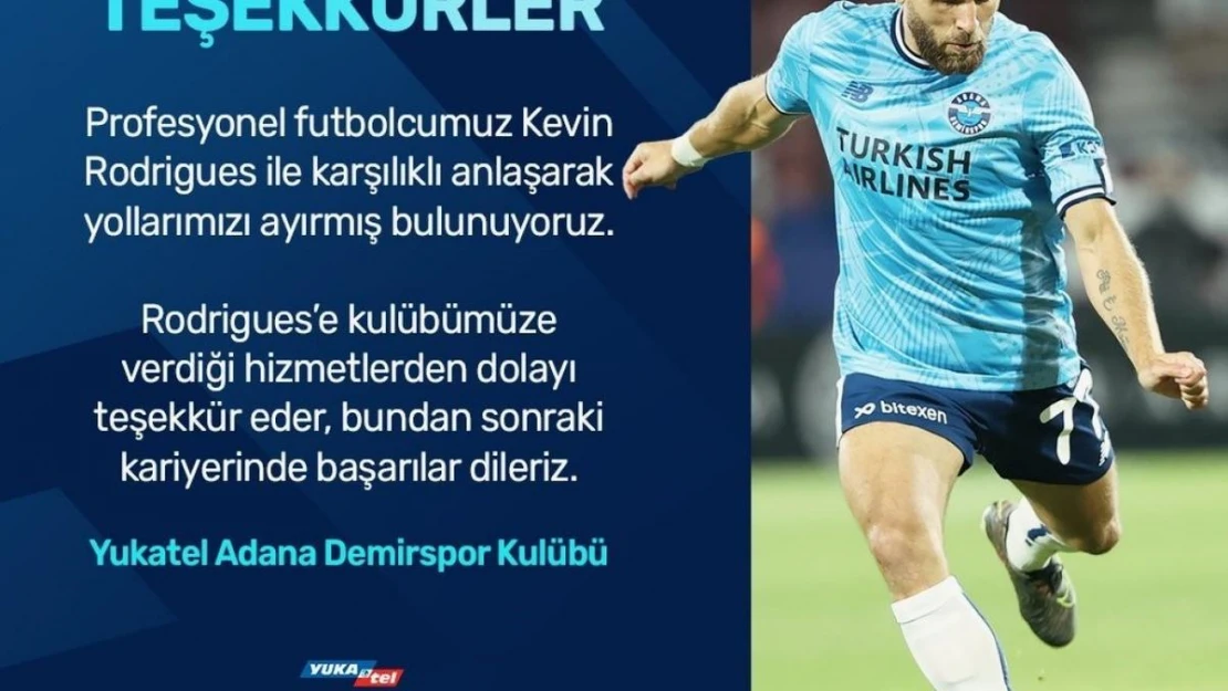 Y. Adana Demirspor'da Kevin Rodrigues ile yollar ayrıldı