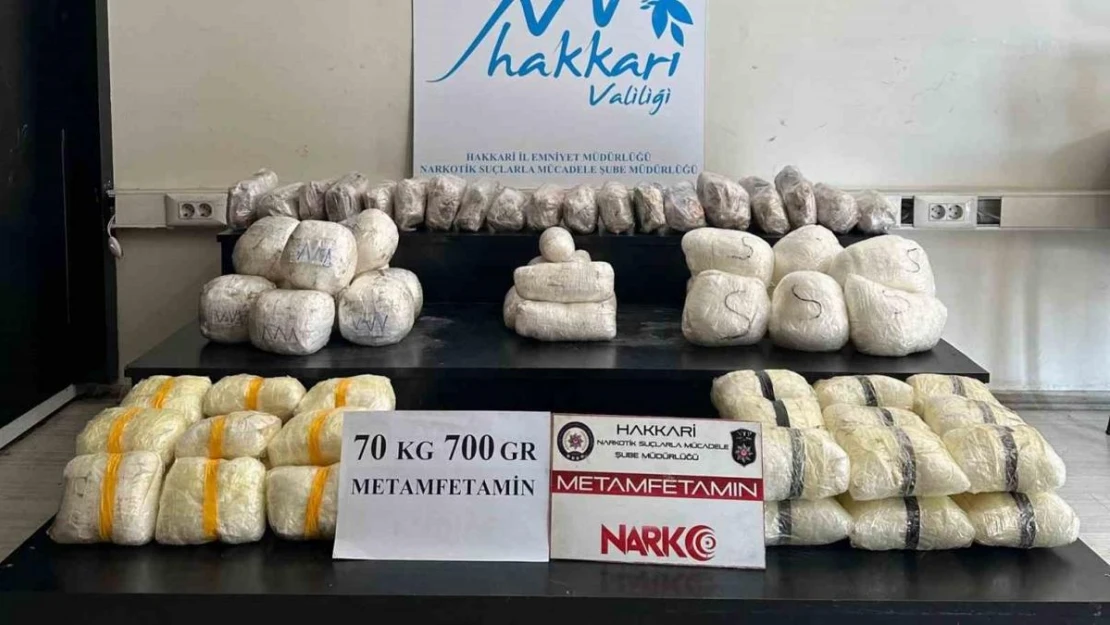 Yüksekova'da 70 kilo 700 gram metamfetamin ele geçirildi