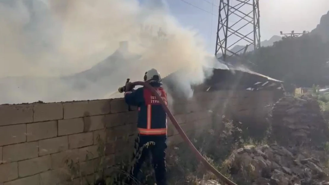 Yüksekova'da ahır yangını