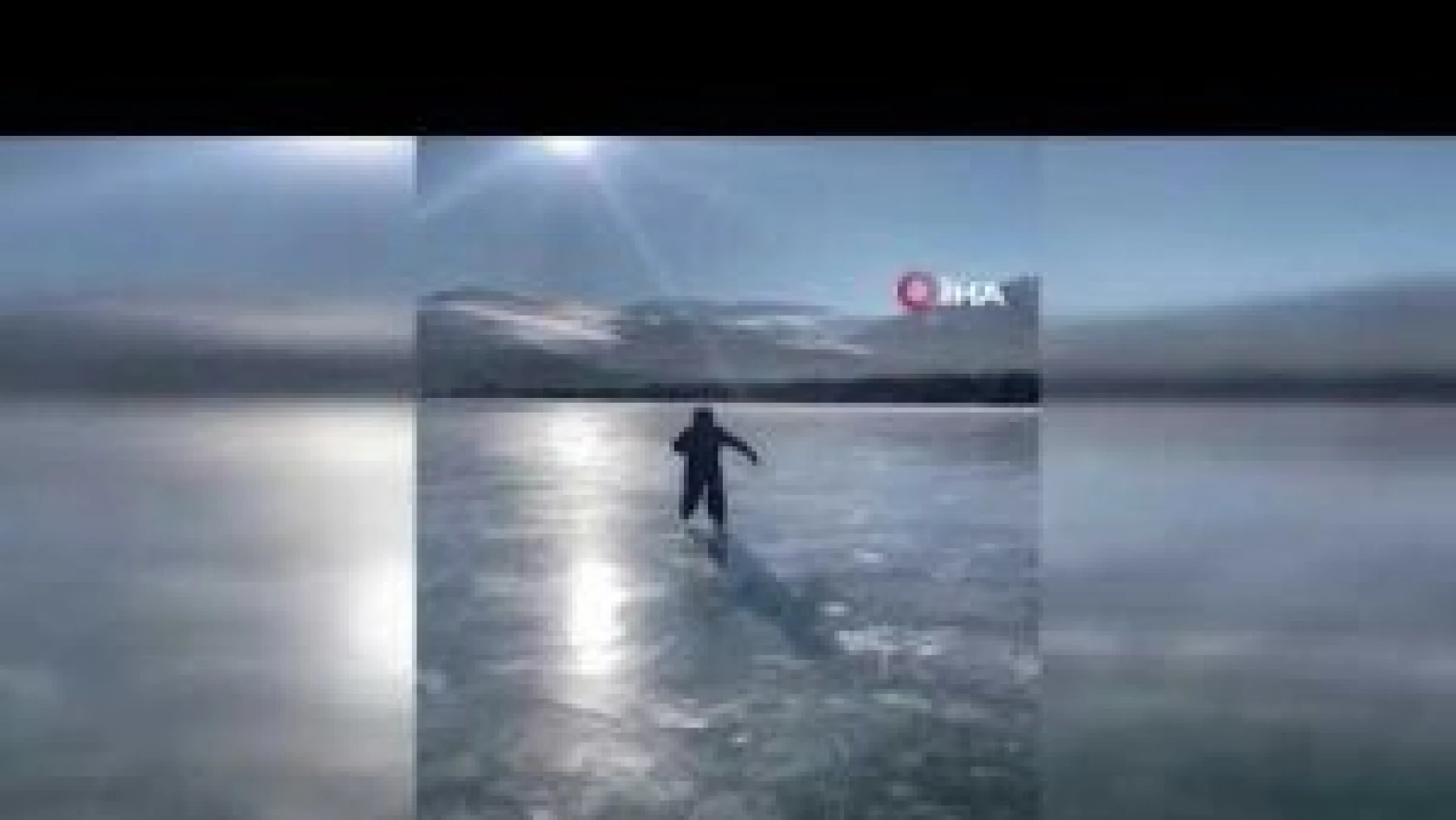 Çıldır Gölü'nde buz patencileri ile otomobilin performansı