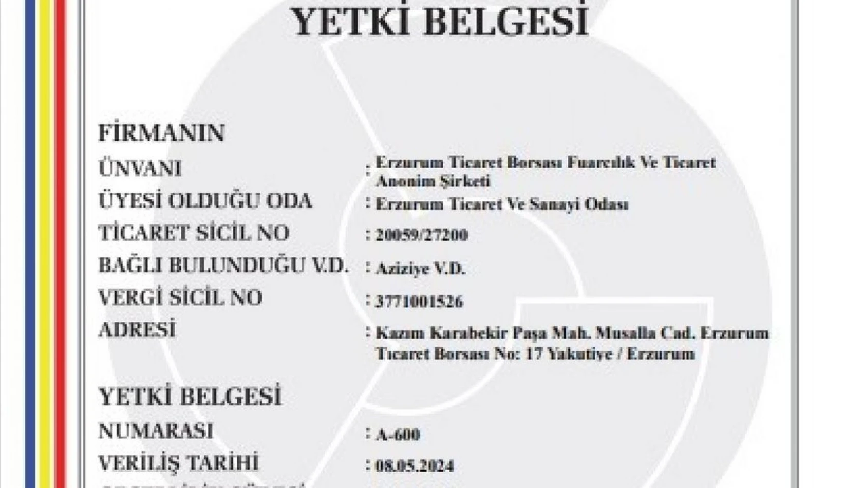 Erzurum'un ilk fuarcılık şirketi Erzurum Ticaret Borsası tarafından kuruldu