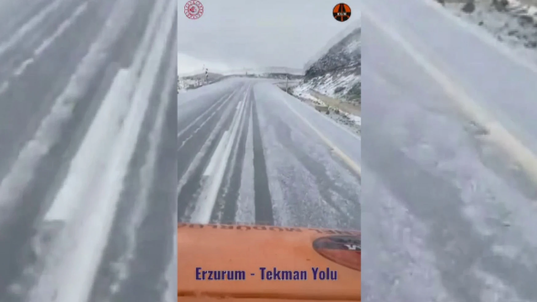 Erzurum'da  ilk kar Tekman karayoluna düştü