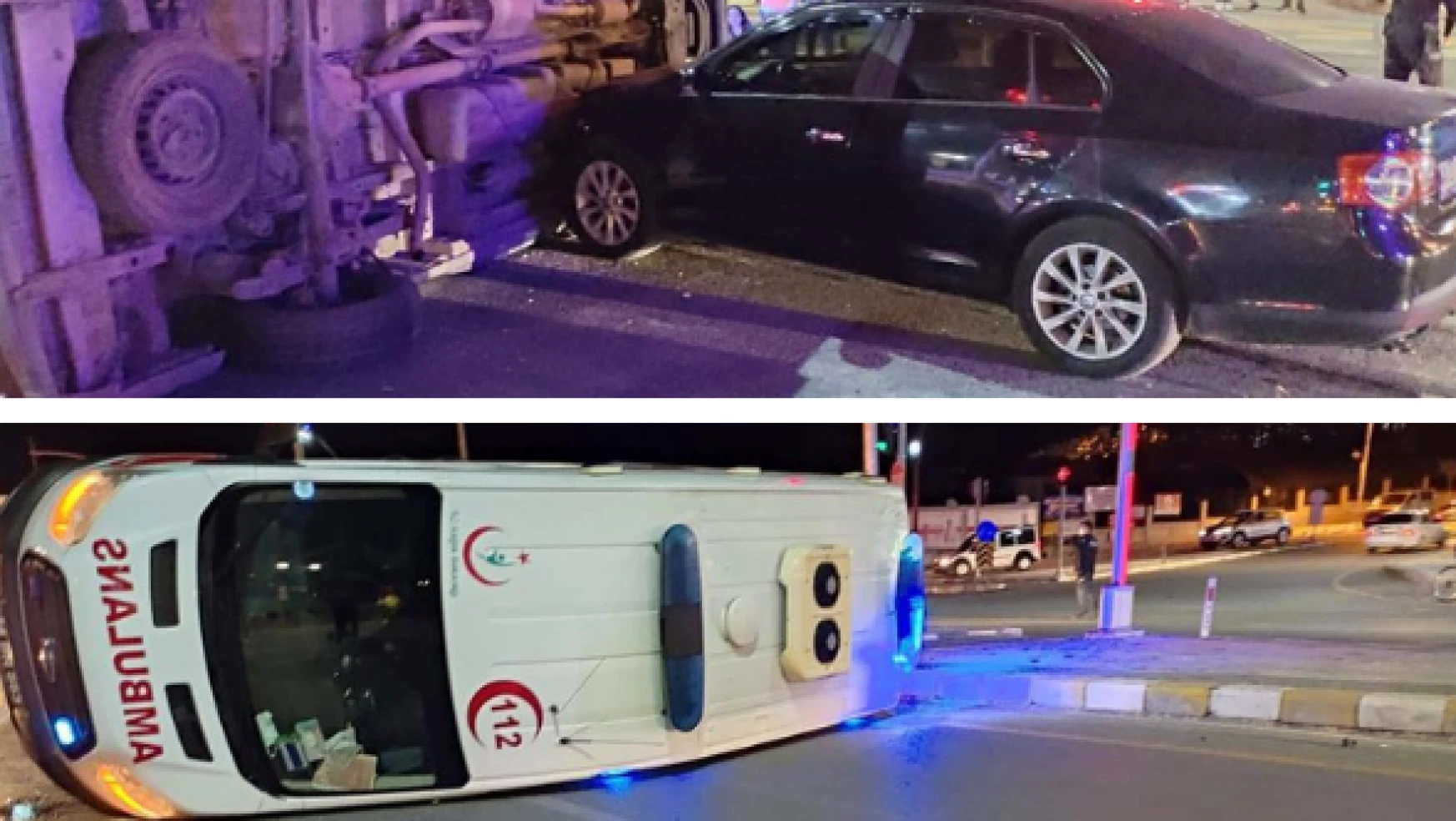 Malatya'da feci kaza: ambulans devrildi