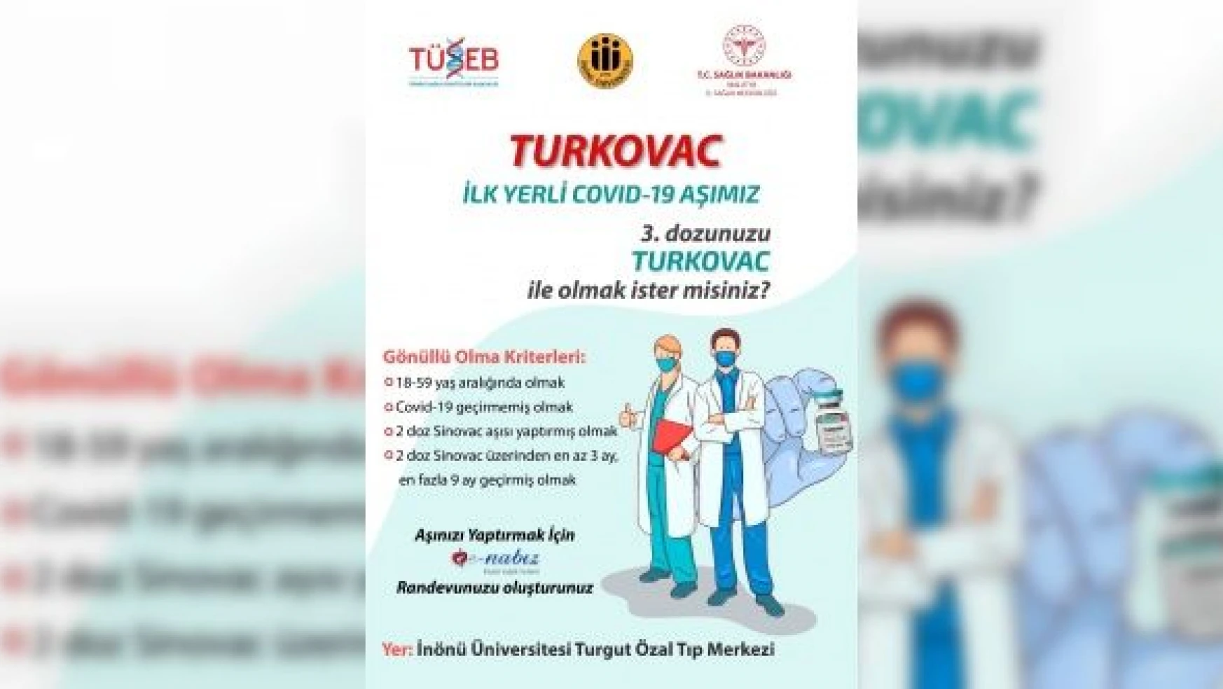 Özal Tıp Merkezi'nde Turkovac aşısı yapılmaya başlandı