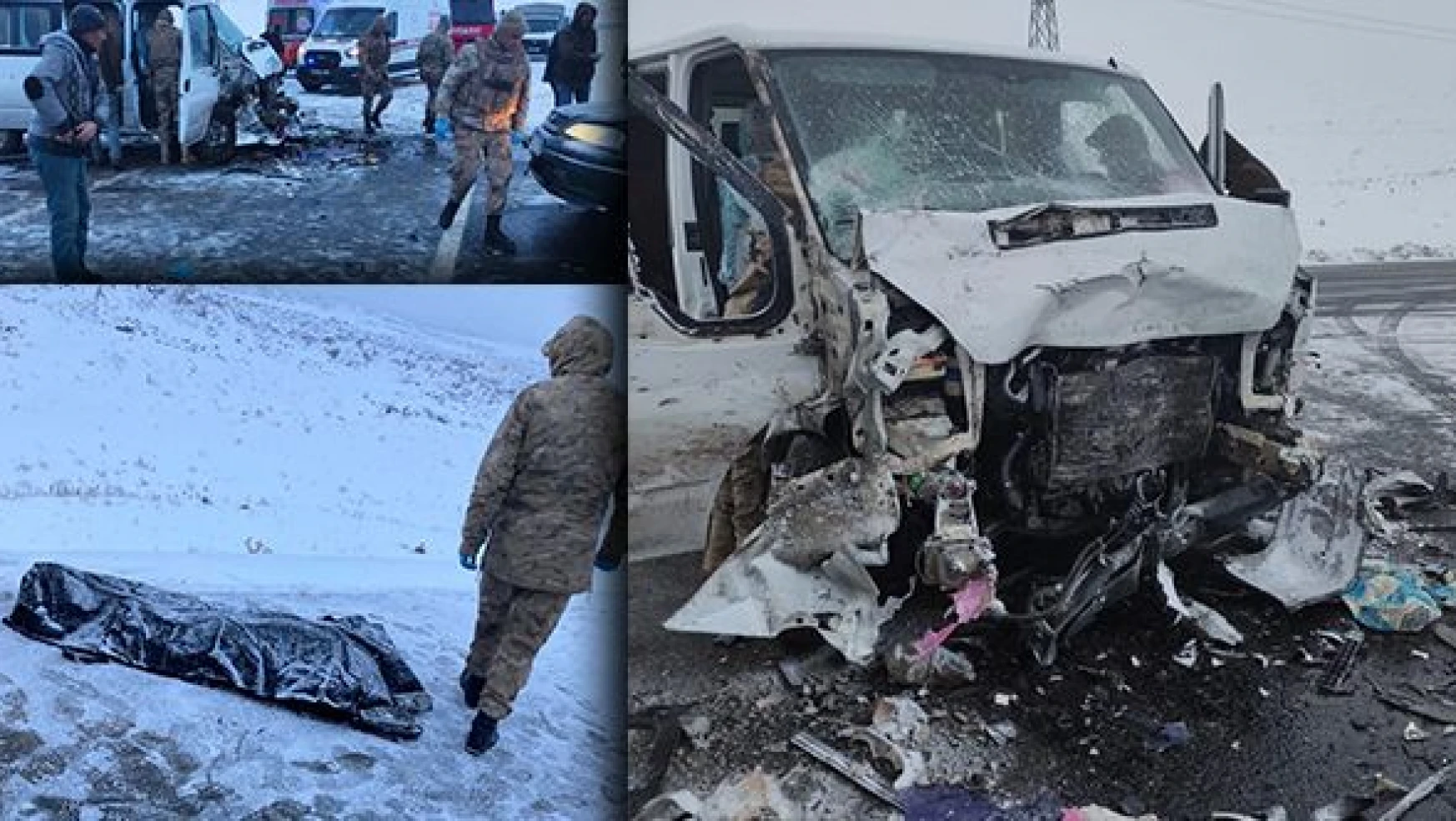 Karlı zeminde yoldan çıkan minibüs otomobille çarpıştı: 1 ölü, 3 yaralı