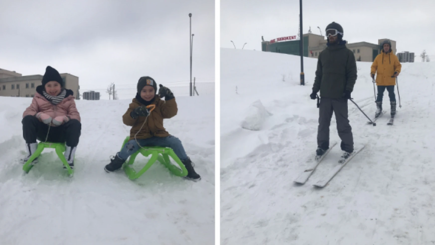 Elazığ'da gençlik merkezi kayak pistine dönüştü