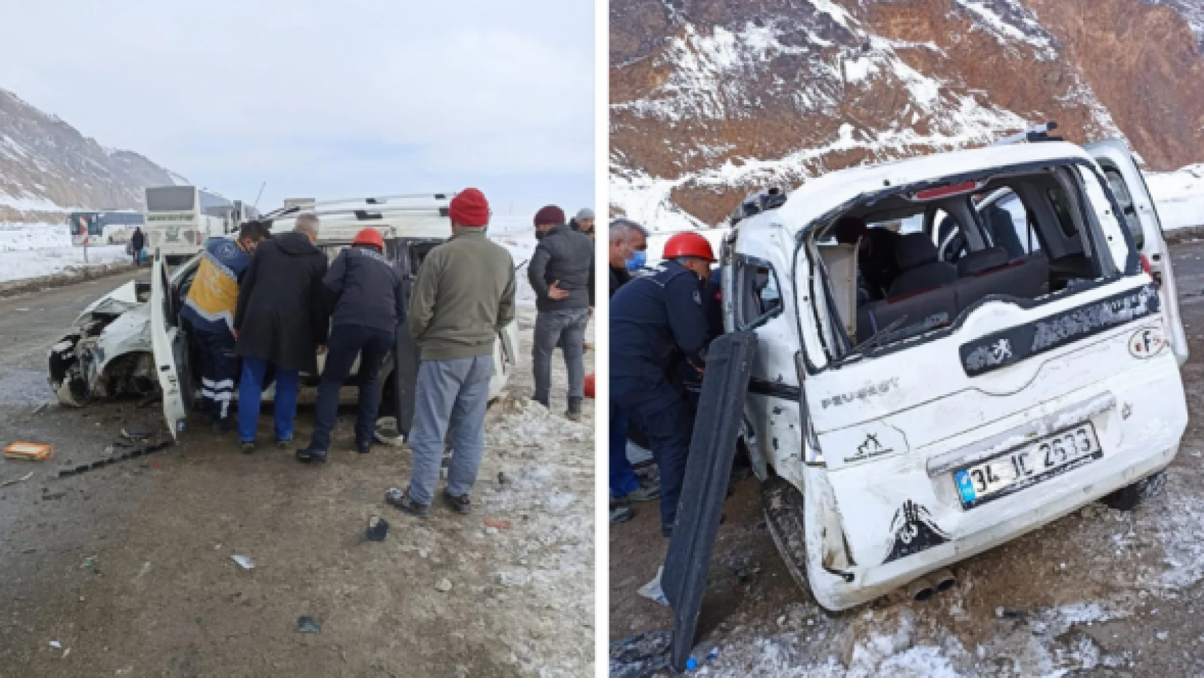 Erzurum'da yolcu otobüsüyle kamyonet çarpıştı : 3 yaralı