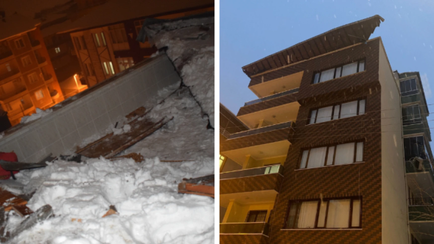Malatya'da karın ağırlığını kaldıramayan çatı böyle çöktü!