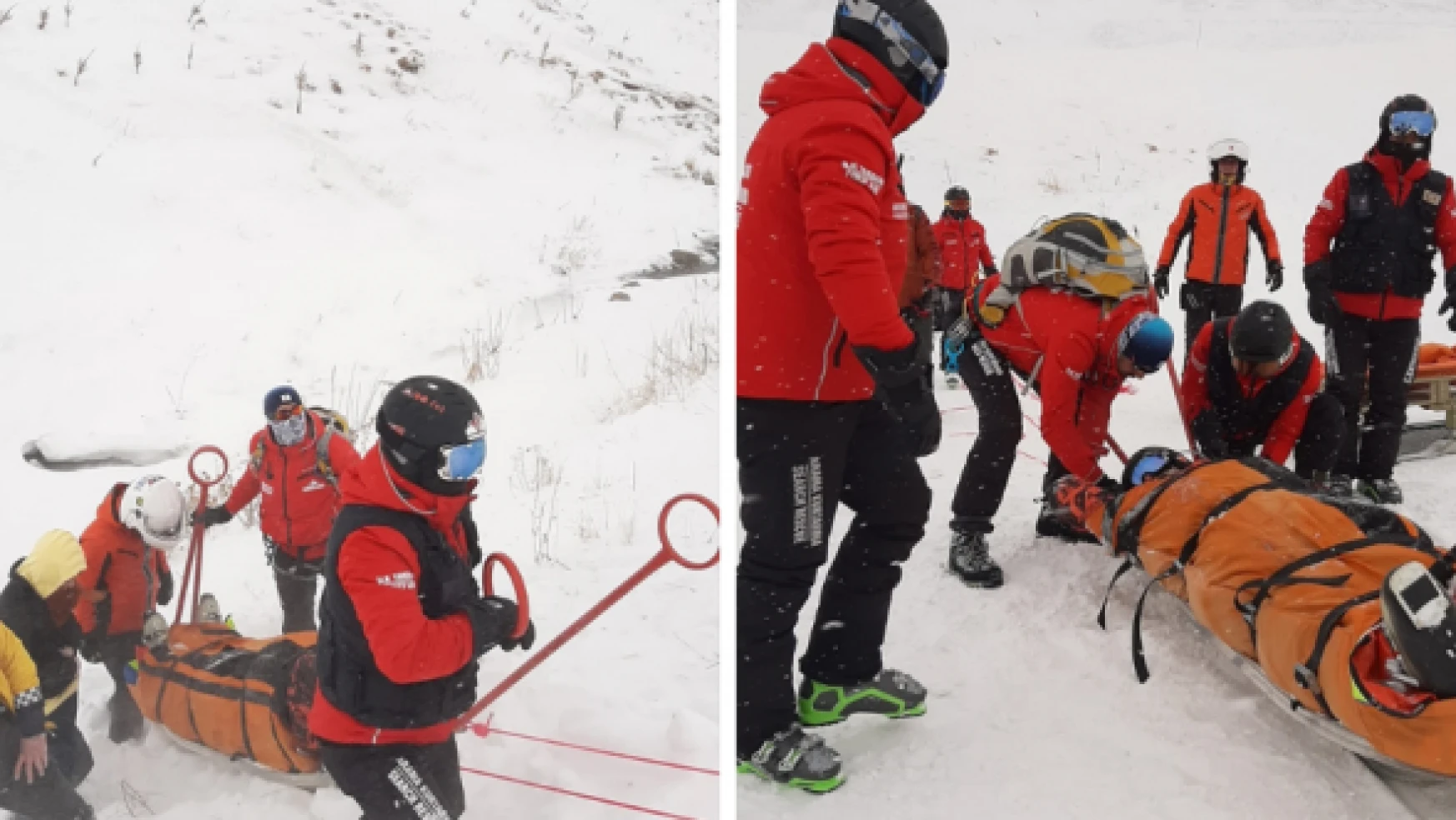 Palandöken'de kayak yaparken yaralanan turisti JAK timi böyle kurtardı