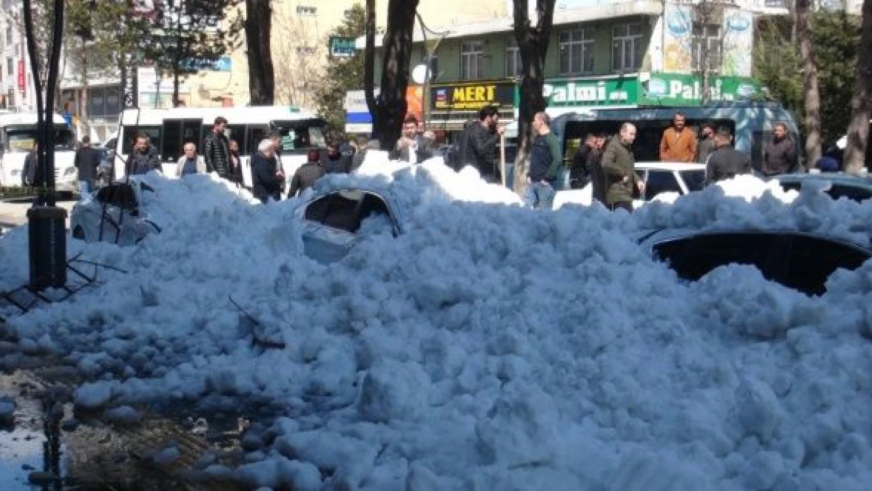 Bitlis'te 4 aracı kar yuttu!