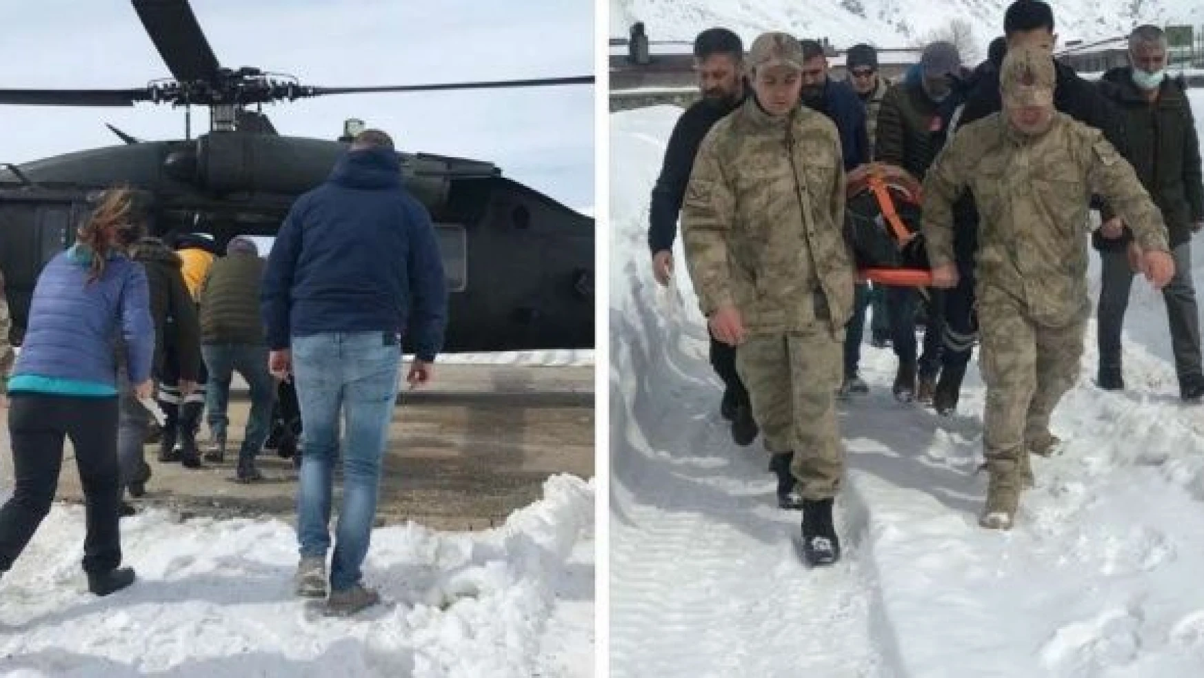 Tunceli'de kepçe operatörünün imdadına askeri helikopter yetişti!