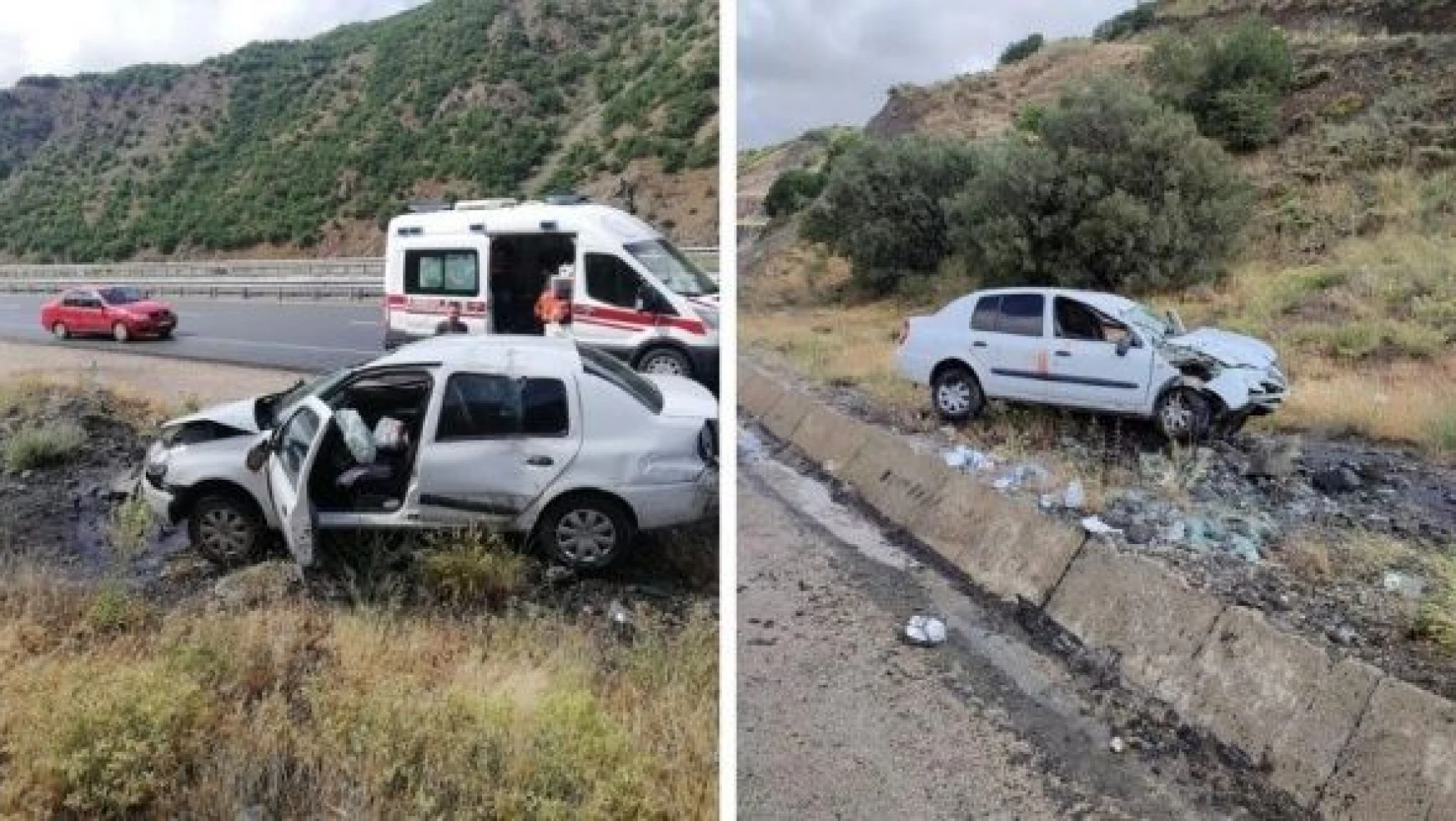 Erzincan'da otomobil şarampole devrildi