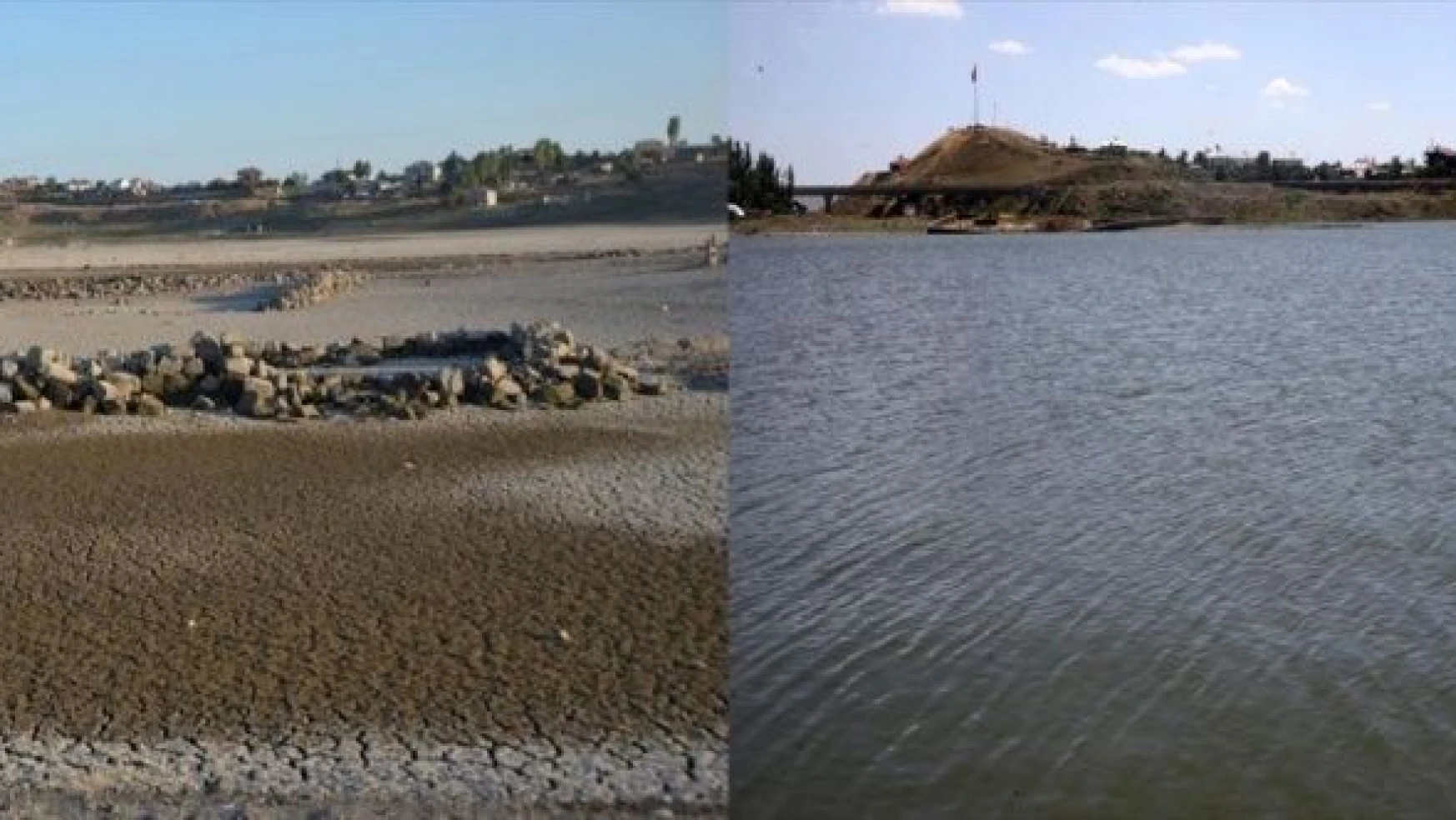 Alparslan-1 Barajı'ndaki  yapılar tekrar suya gömüldü