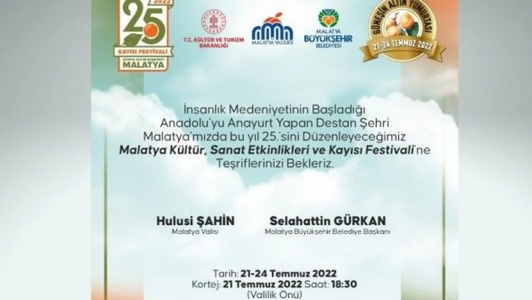 Malatya Uluslararası Kültür Sanat Etkinlikleri ve Kayısı Festivali'ne hazır!
