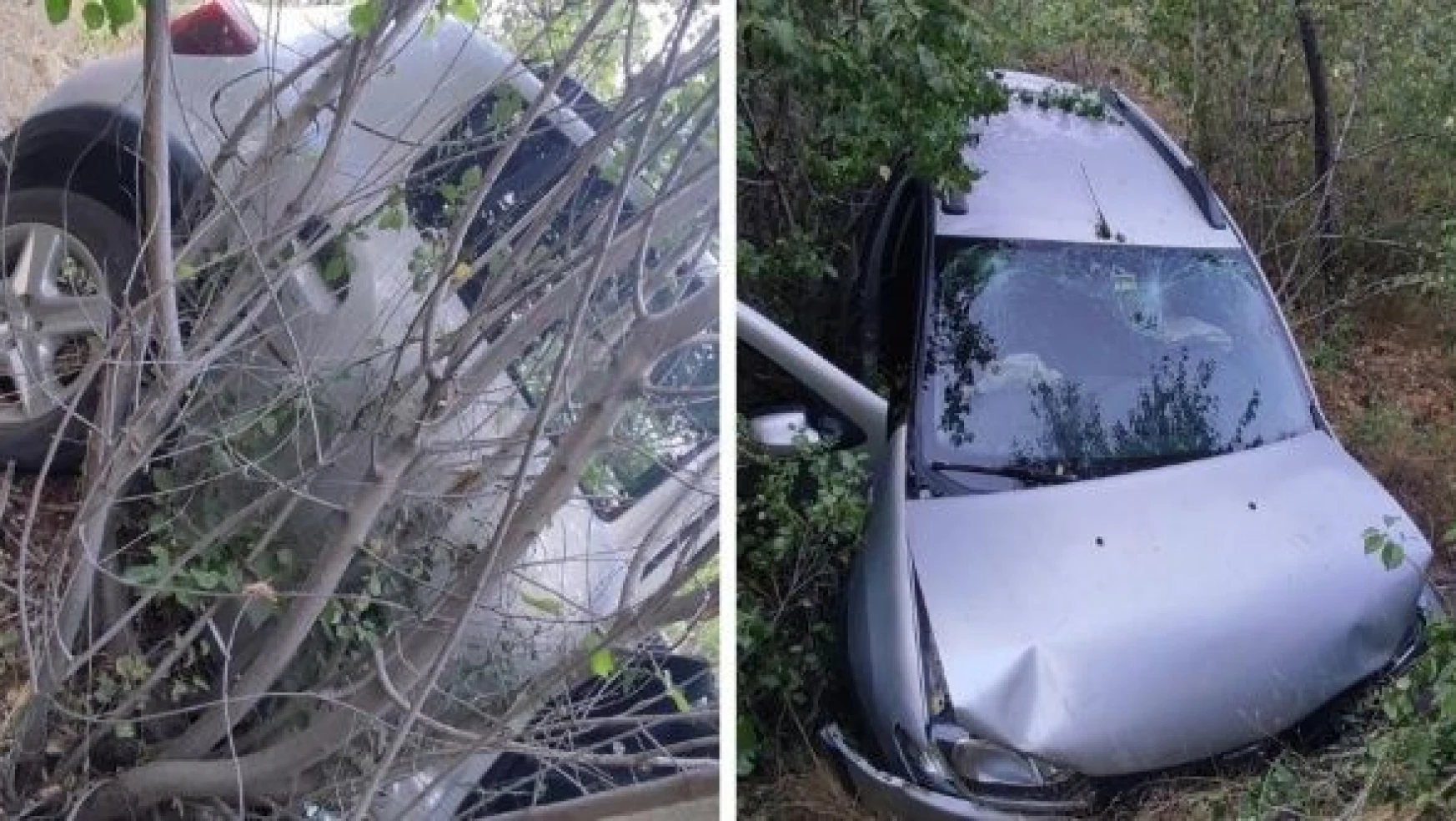 Erzincan'da feci kaza: otomobil şarampole devrildi