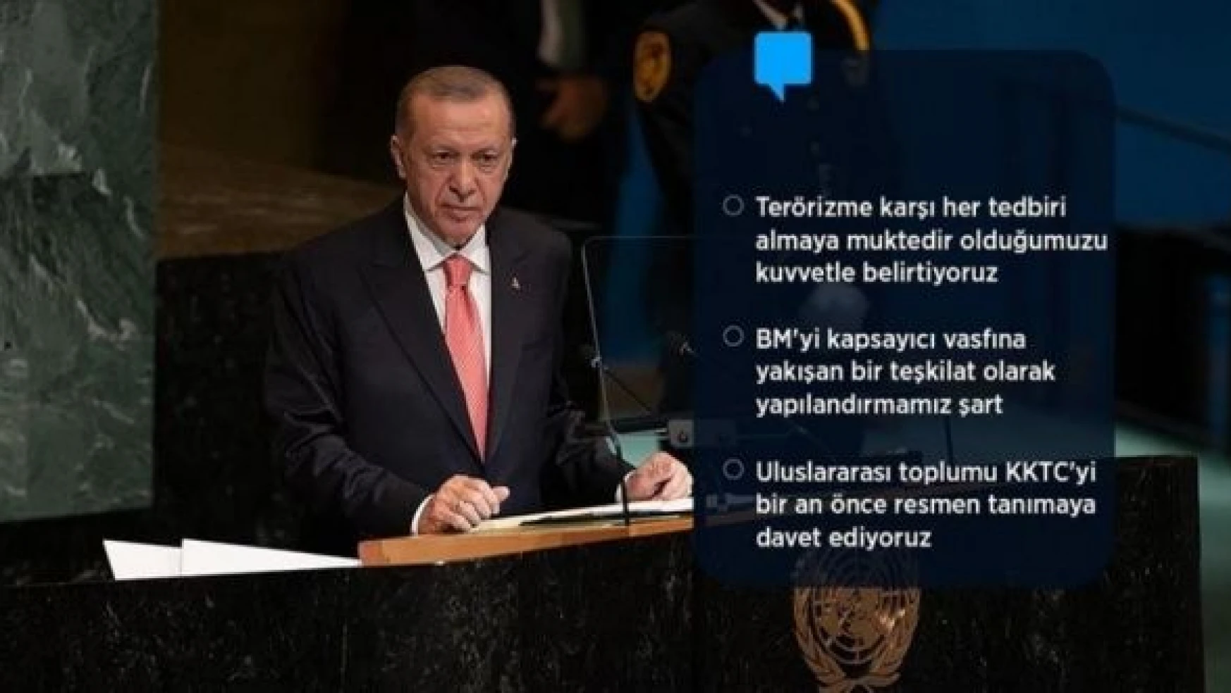 Cumhurbaşkanı Erdoğan BM 77'nci Genel Kurulu'nda İstanbul Mutabakatını anlattı
