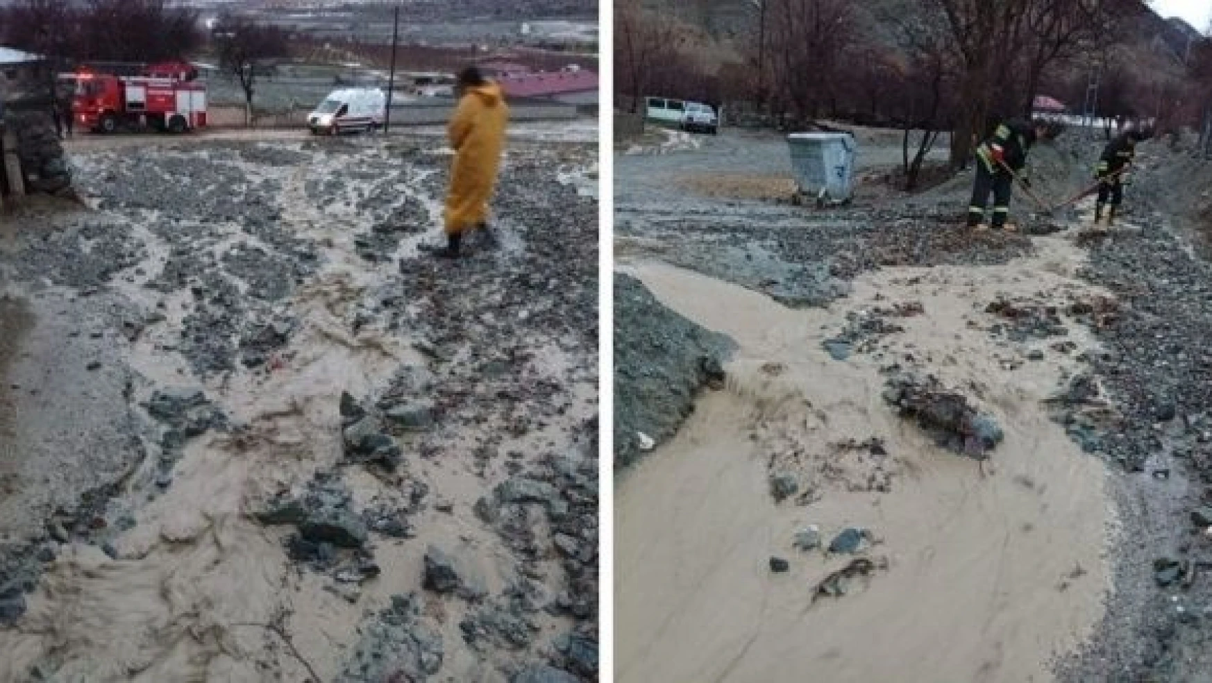 Erzincan'da aşırı yağış ardından su taşkını oldu