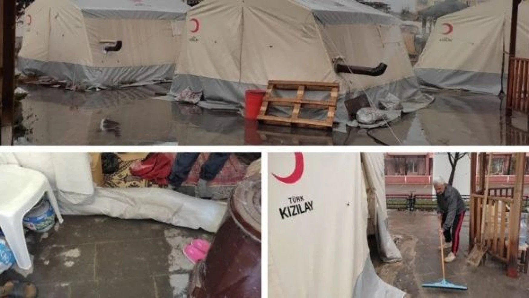 Malatya'da depremzede çadırlarını su bastı!