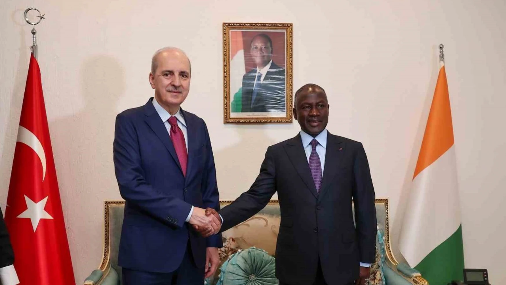 TBMM Başkanı Kurtulmuş, Fildişi Sahili Ulusal Meclis Başkanı Bictogo ile görüştü
