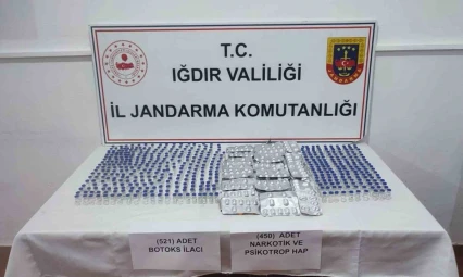 Iğdır'da yabancıların çantasından 521 botoks ilacı ve 450 uyuşturucu hap çıktı