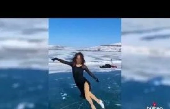 Artistik patinajda milli buz patencimiz İklim Şentunalı Çıldır Gölü üzerinde…