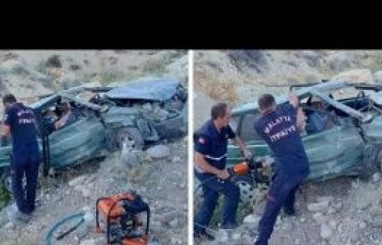 Malatya'da feci kaza: otomobil takla attı