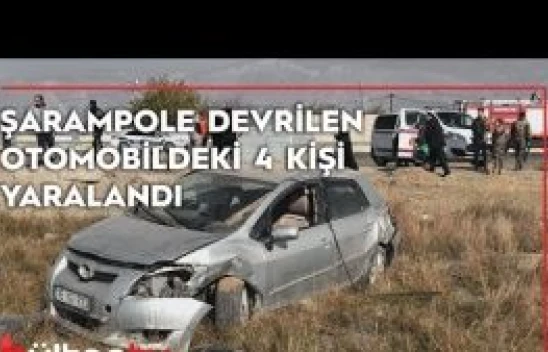 Şarampole devrilen otomobildeki 4 kişi yaralandı