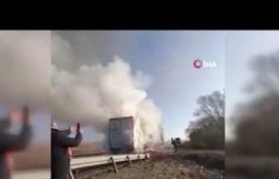 Soğan yüklü tırda yangın
