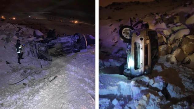 Yoldan çıkan araç kayalıklara uçtu: 5 yaralı