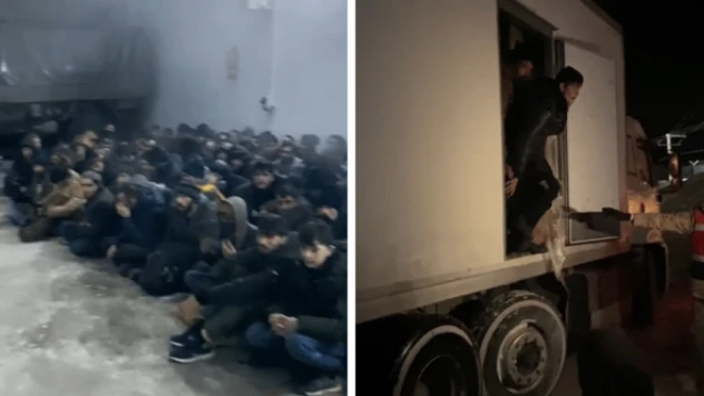 Kamyon kasasında düzensiz göçmen taşıdılar!