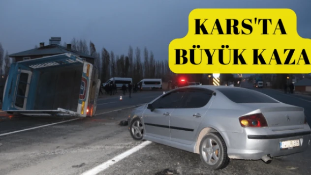 Kamyon otomobille çarpıştı!