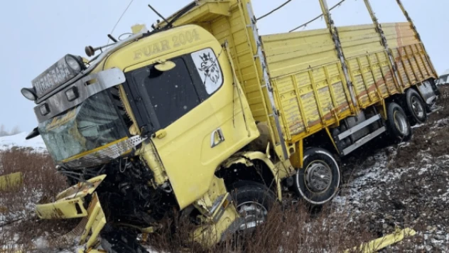 Kar kazaları beraberinde getirdi! Kamyonet şarampole devrildi