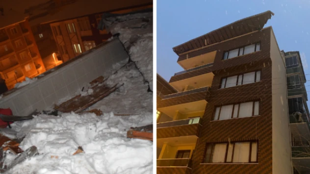 Malatya'da karın ağırlığını kaldıramayan çatı böyle çöktü!