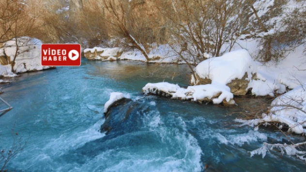 Tohma Kanyonu kar yağışıyla beyaza büründü