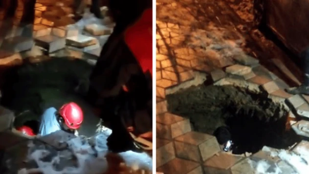 Yolda yürürken bir anda kendini çukurda buldu