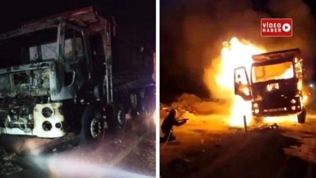 Elazığ'da seyir halindeki TIR alev aldı!