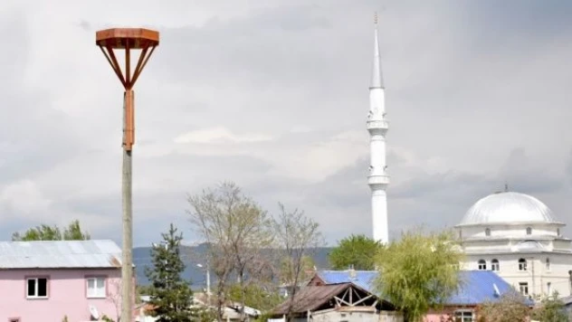 Erzurum'da leyleklerin yuvaları böyle yenilendi