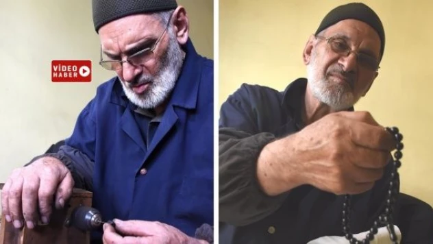 Oltu taşını yarım asırdır tespihe dönüştürüyor